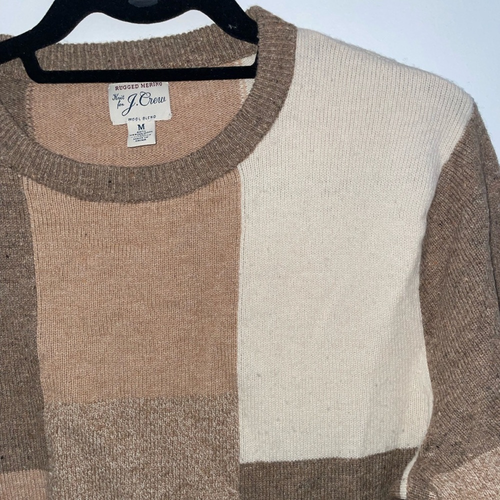 J. Crew Rugged Merino Wool Blend Colorblock Patchwork Sweater - Picture 2 of 5